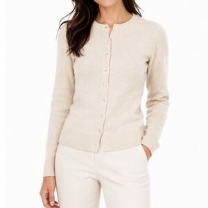 Peck & Peck 100% Cashmere Cardigan Ivory Button‎ Front PS Dollette Ballet Chic